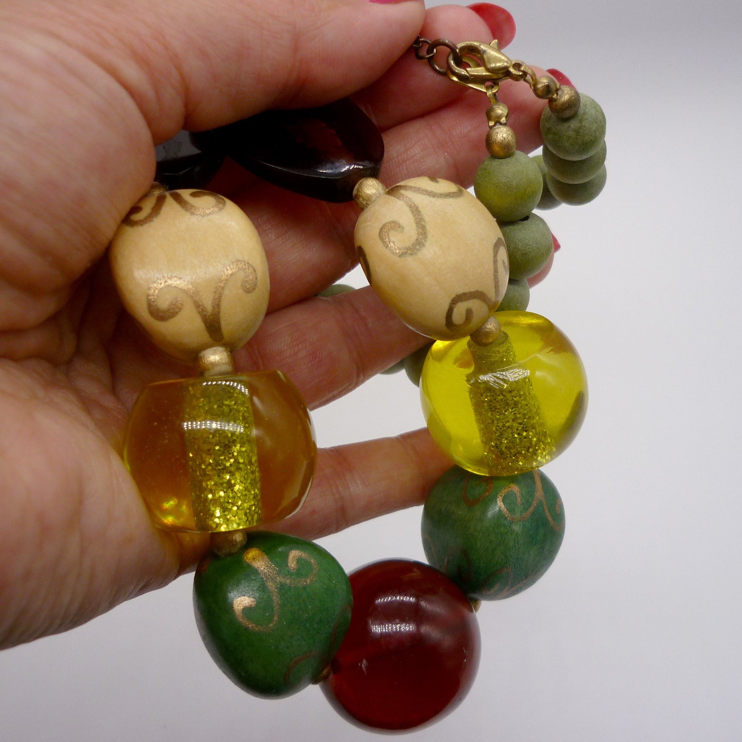 Chunky Colourful Wooden and Plastic Beaded Necklace