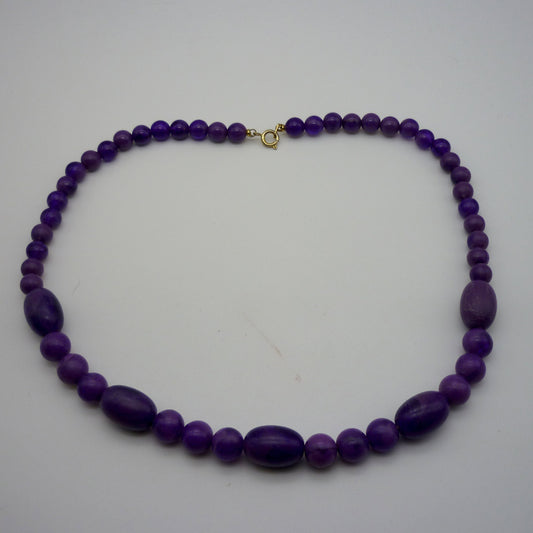 Seventies or Eighties Purple Plastic Beaded Necklace