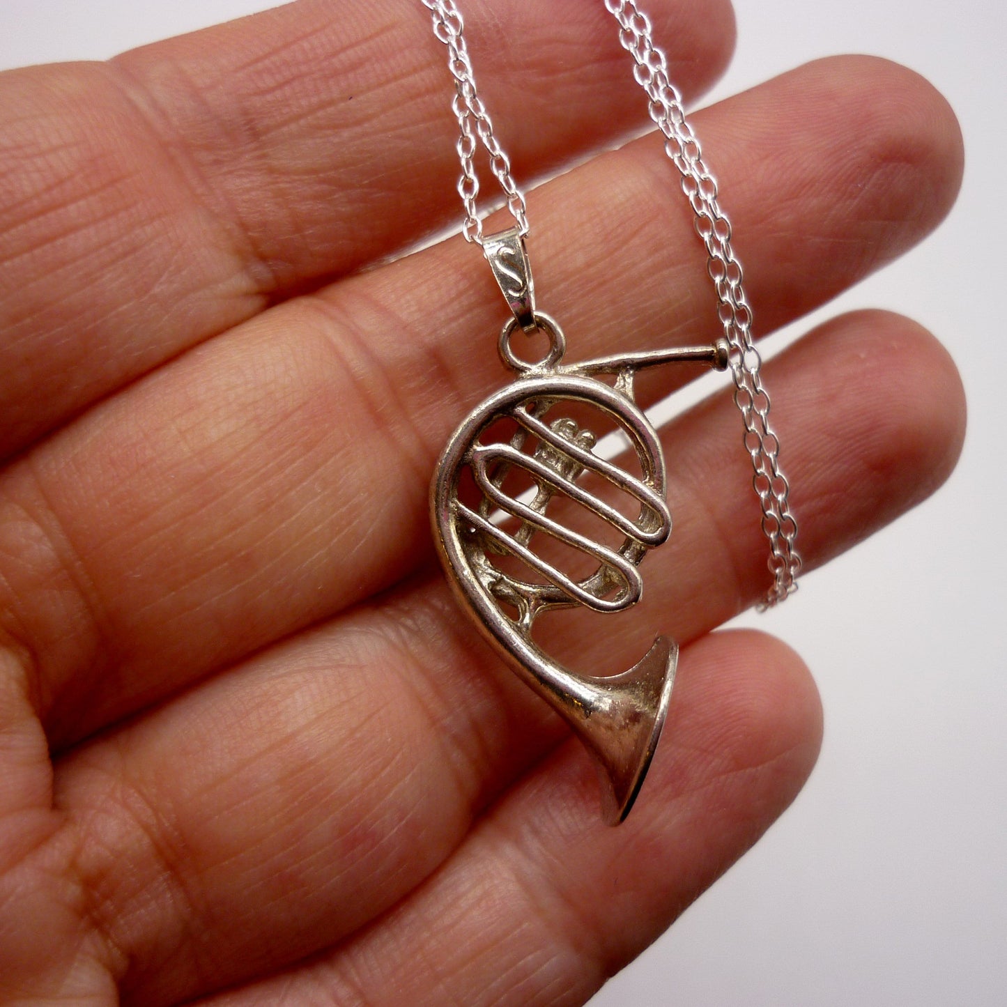 Vintage French Horn Charm Necklace