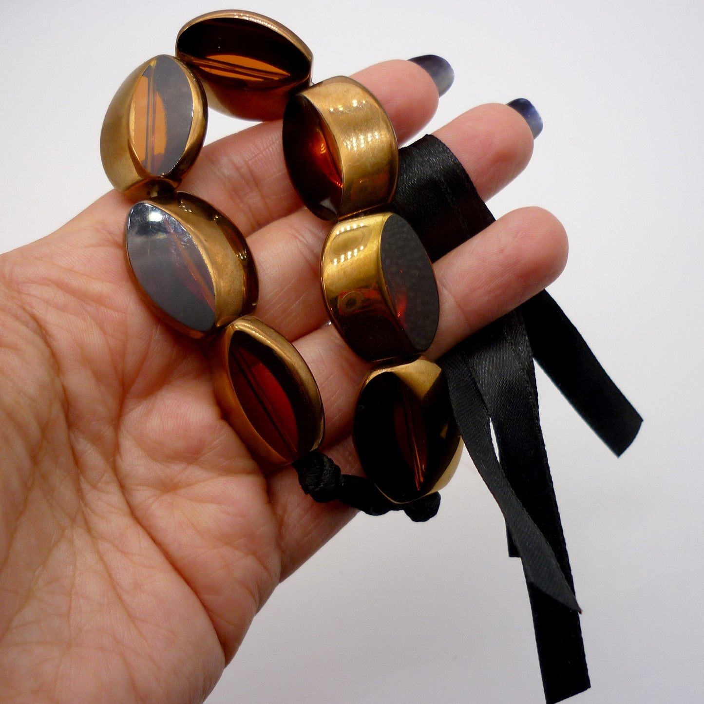 Bead and Ribbon Bracelet or Choker