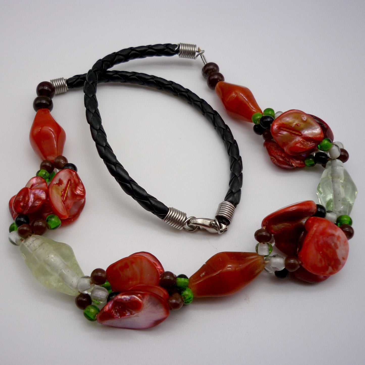 Chunky Beaded Necklace, Colourful Glass Beads
