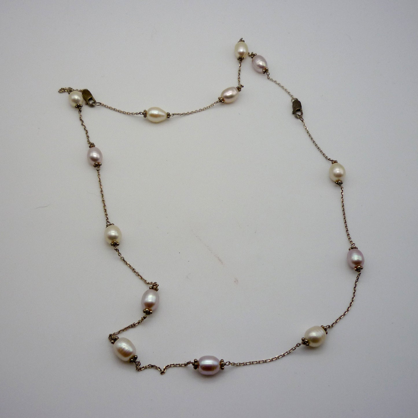 Silver & Pearl Satellite Chain Necklace and Bracelet Set