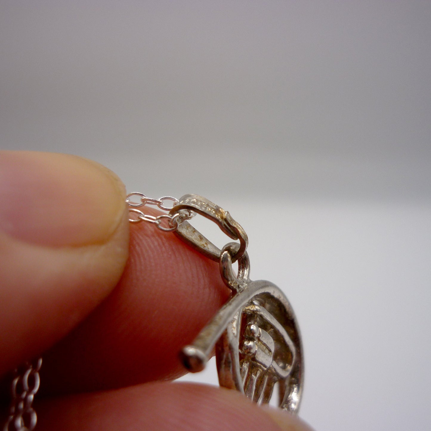 Vintage French Horn Charm Necklace