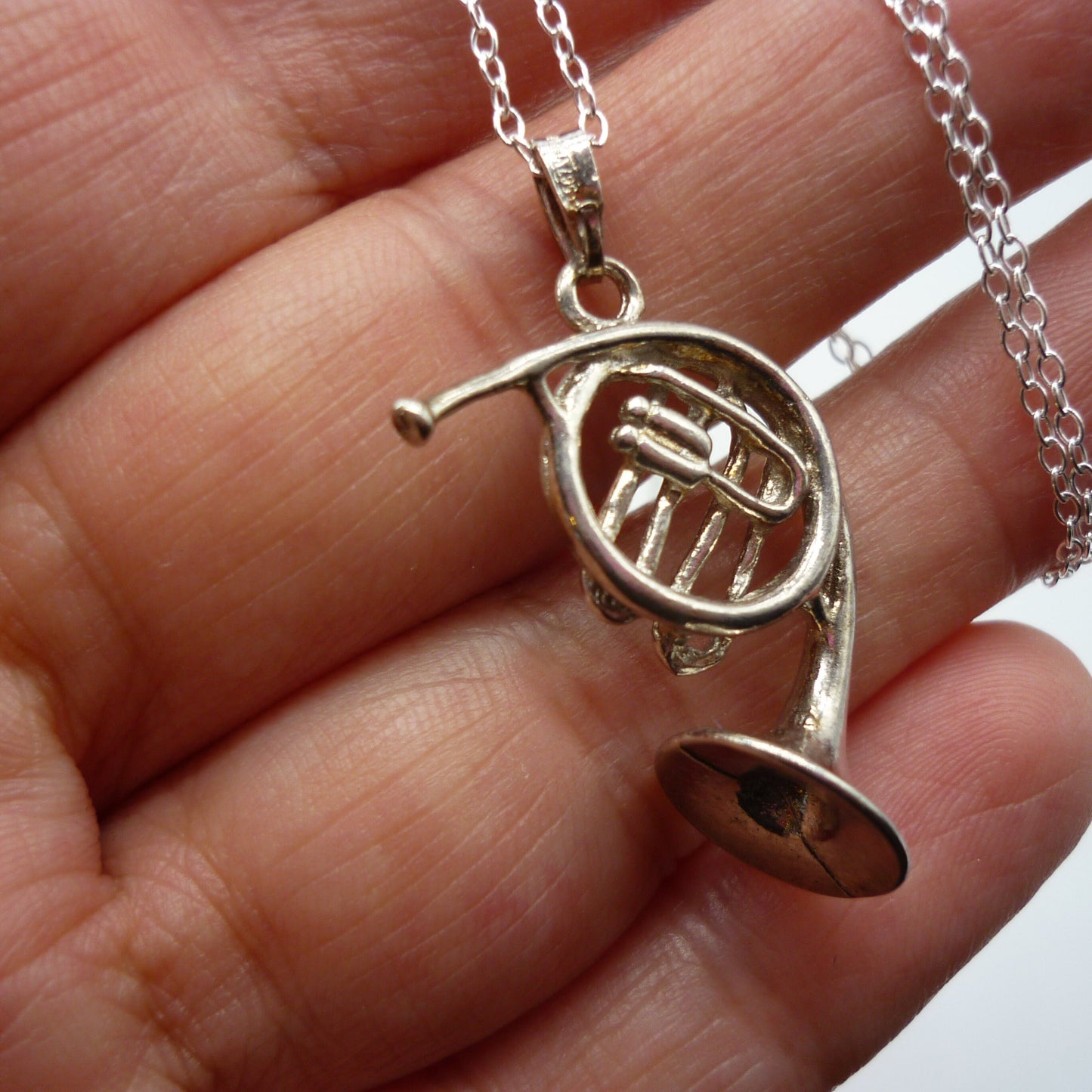 Vintage French Horn Charm Necklace