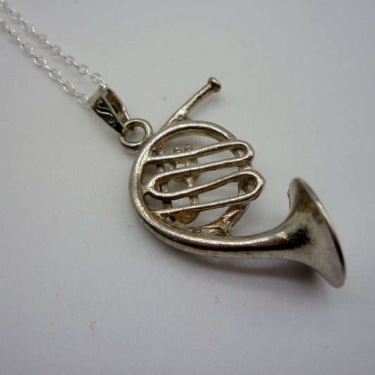 Vintage French Horn Charm Necklace