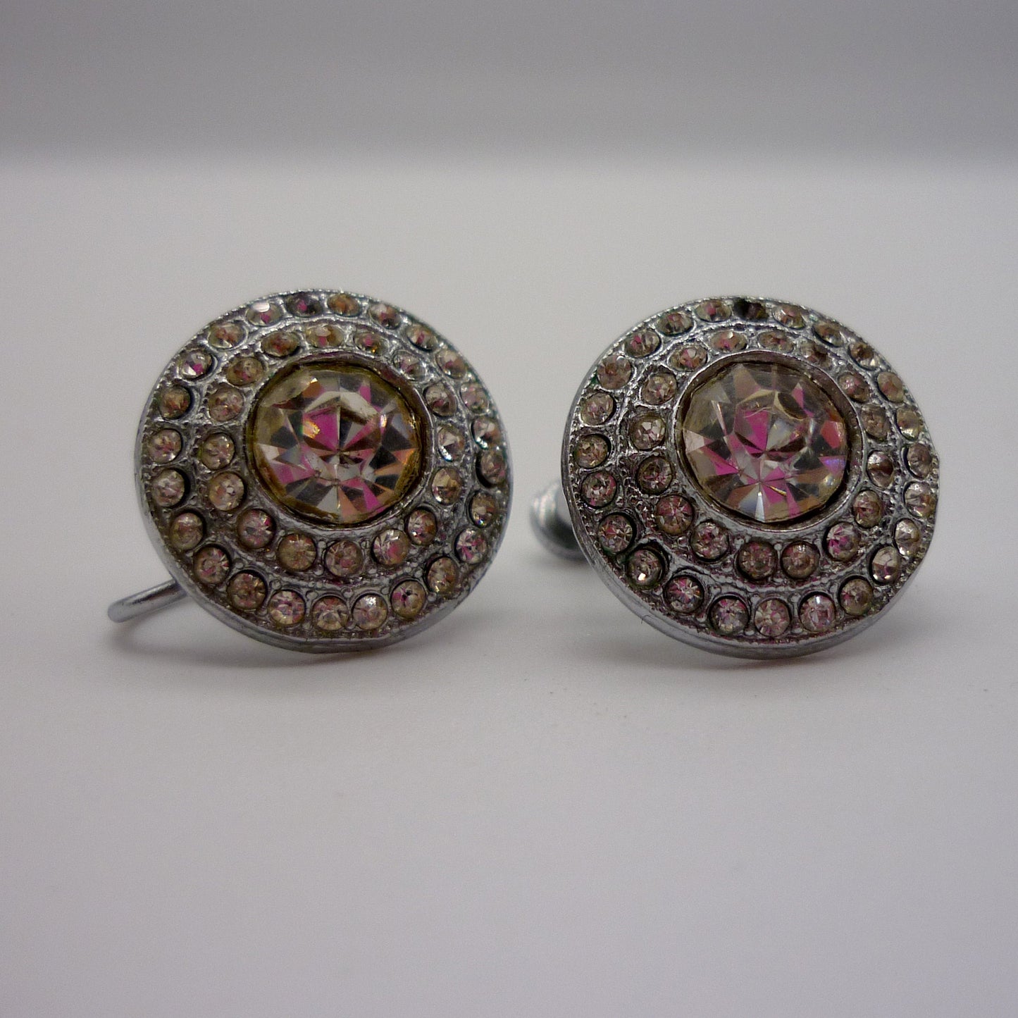 Vintage Screw Back Crystal Rhinestone Earrings