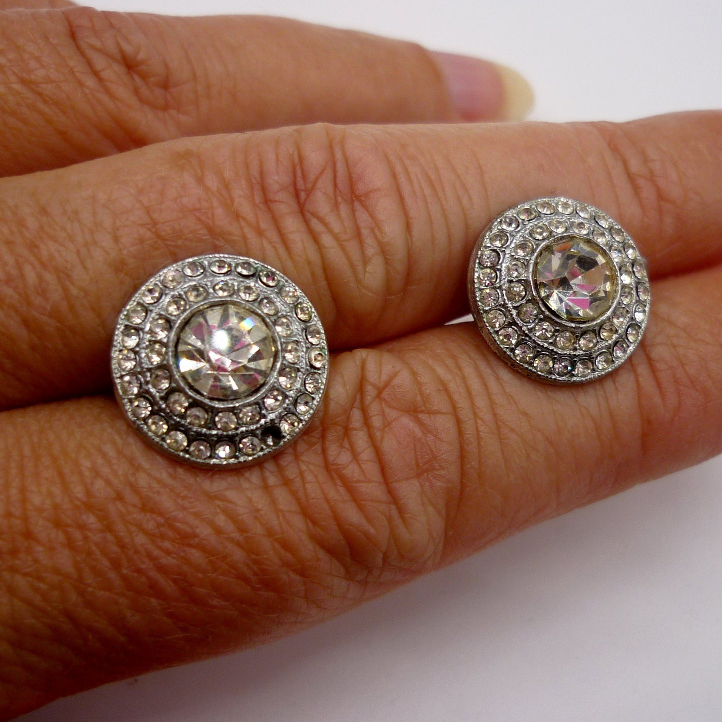 Vintage Screw Back Crystal Rhinestone Earrings