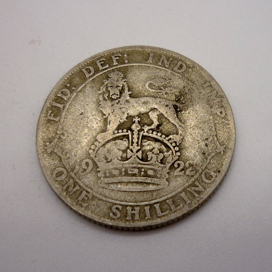 1922 Silver Shilling Coin: George VI British Currency