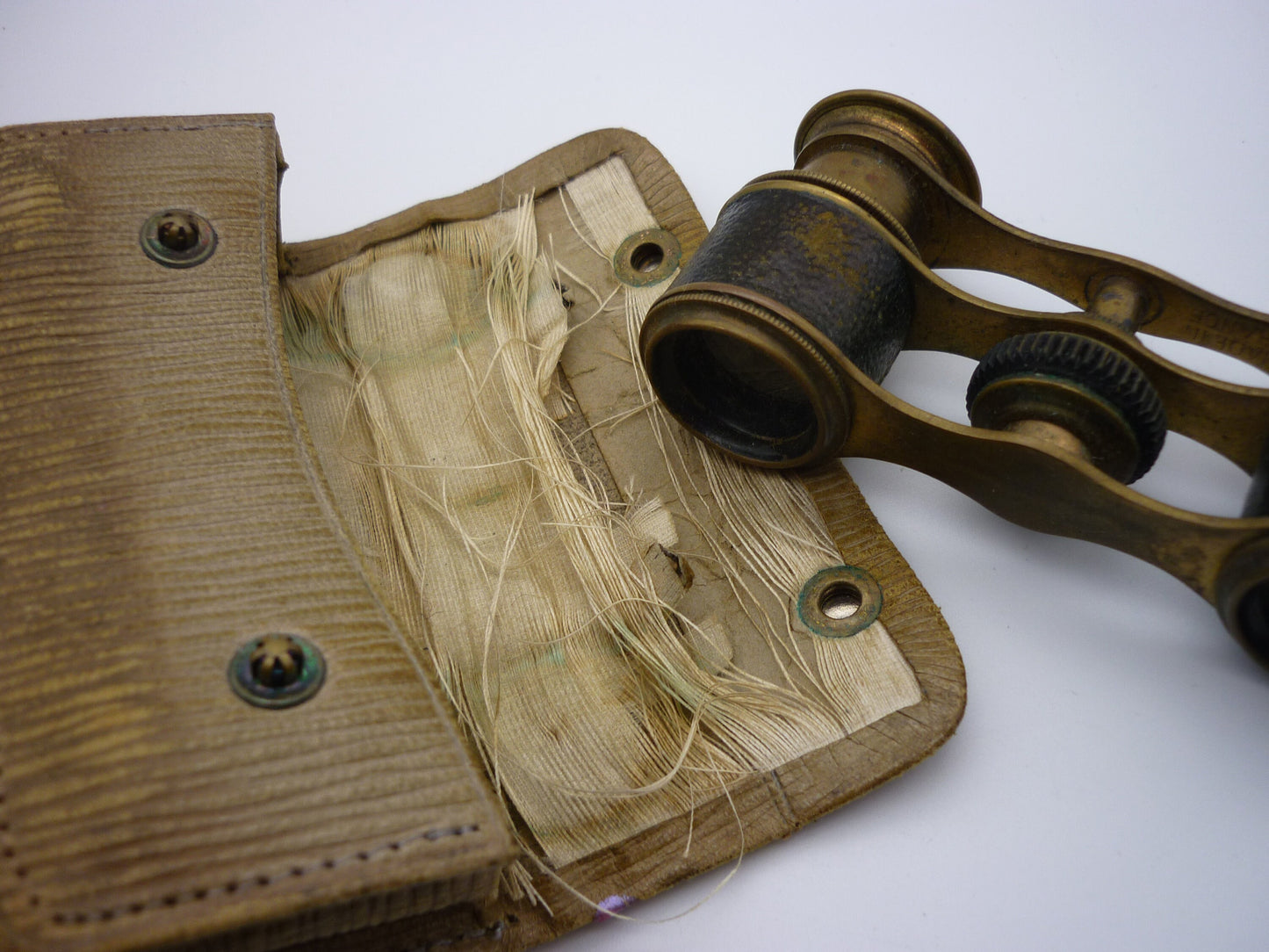 French Edwardian Opera Glasses in Antique Leather Case