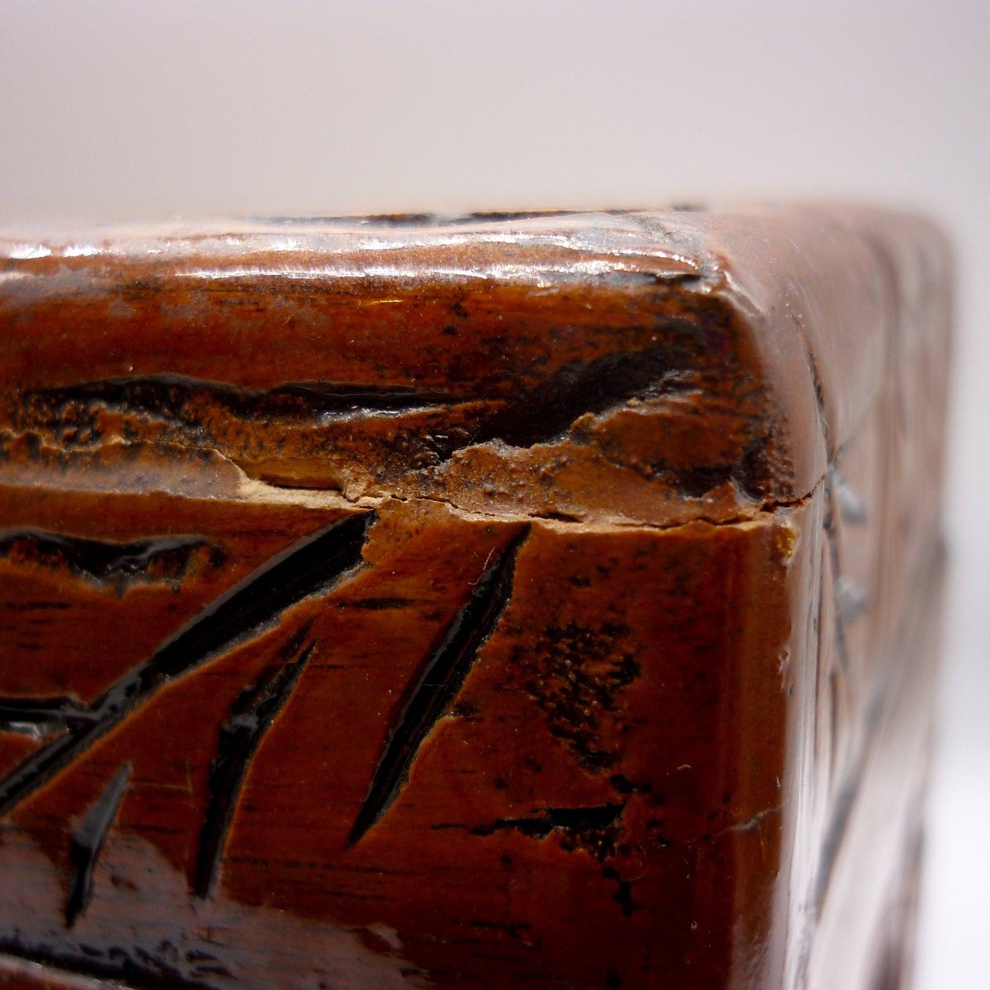 Antique Hand Carved Camphor Wooden Box: Asian Trinket Jewelry Case