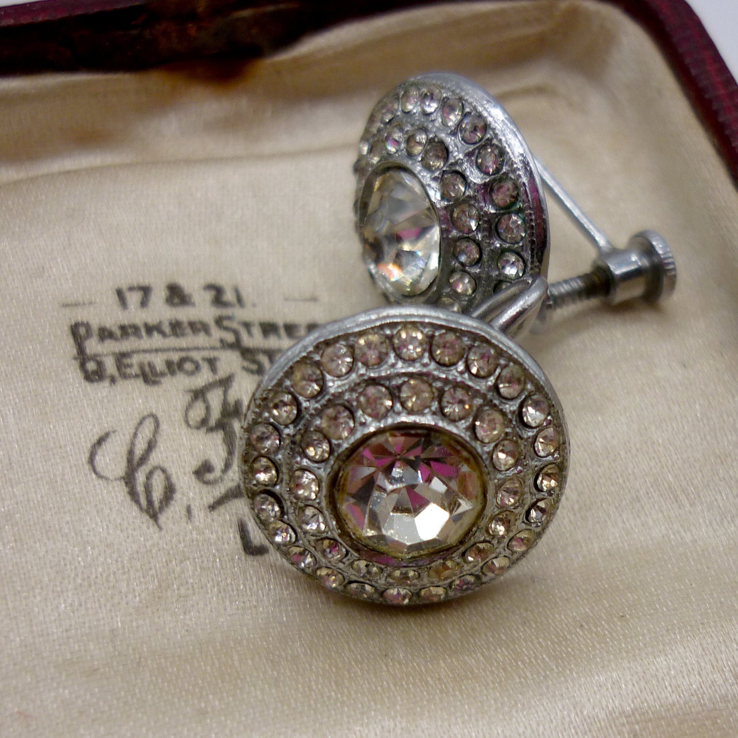 Vintage Screw Back Crystal Rhinestone Earrings