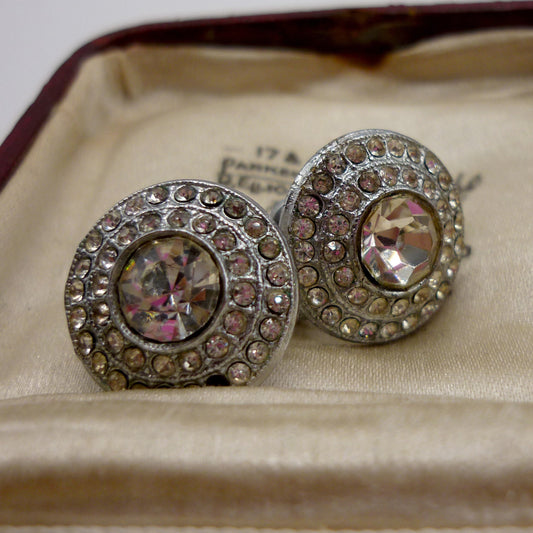Vintage Screw Back Crystal Rhinestone Earrings