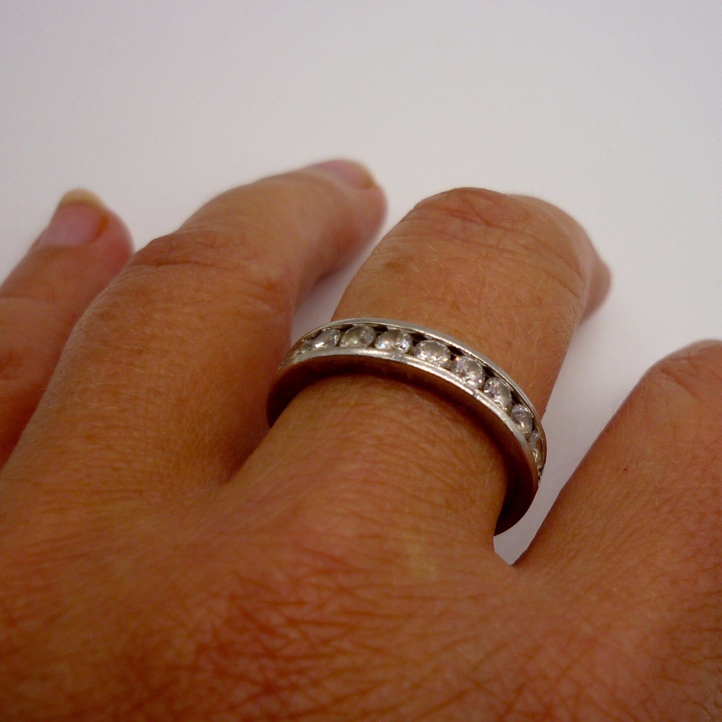 Silver and CZ Stacking Band Size 7.25