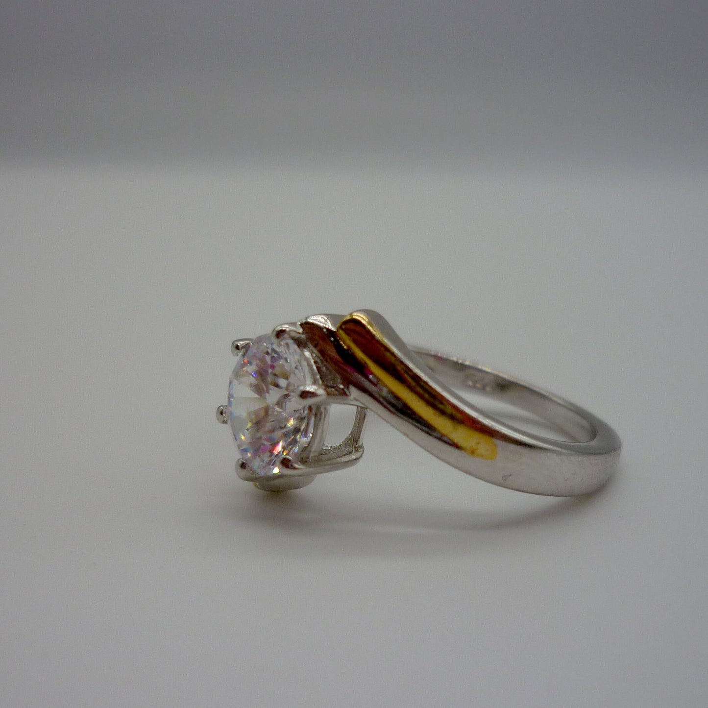 CZ Diamond Crossover Ring Size 5.75