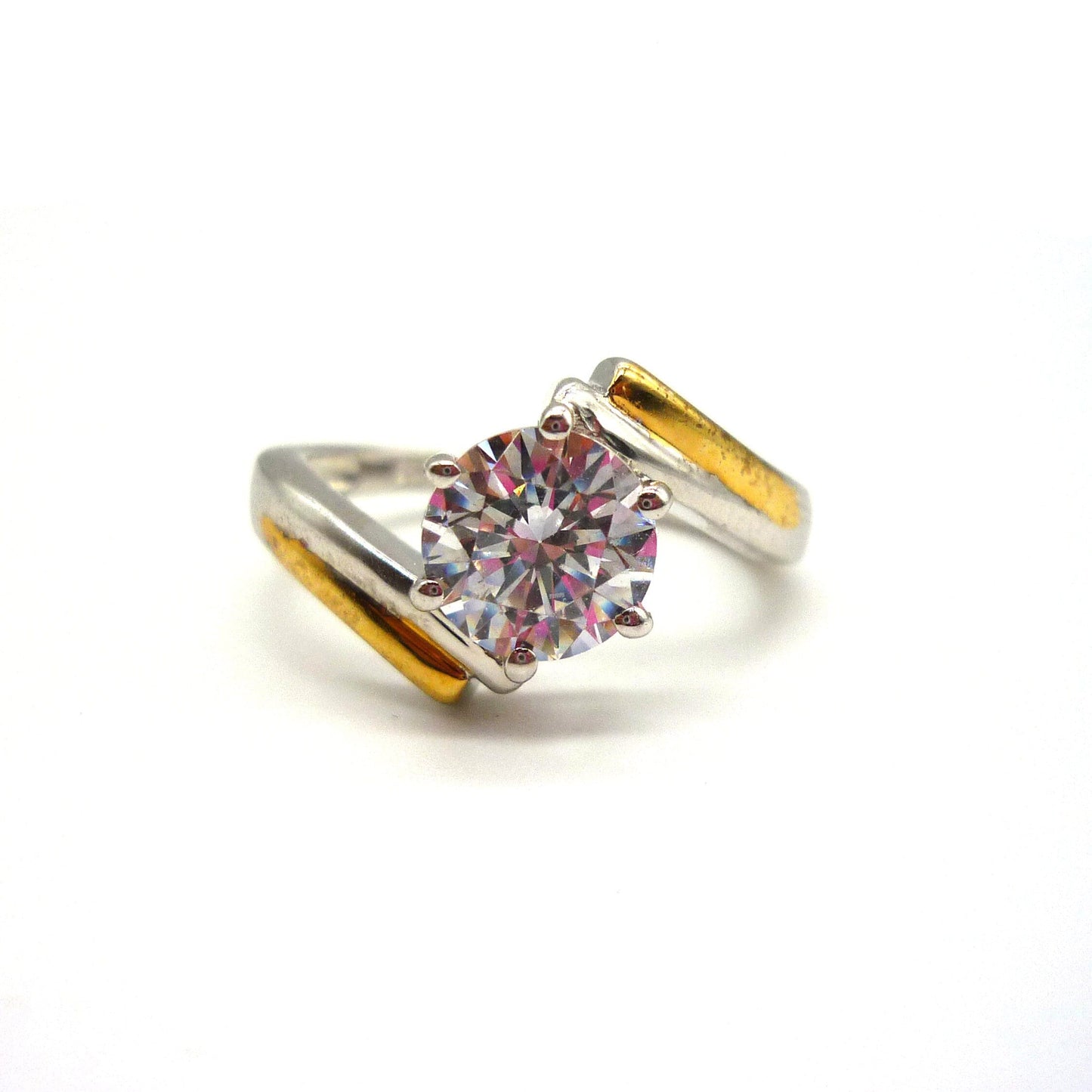 CZ Diamond Crossover Ring Size 5.75