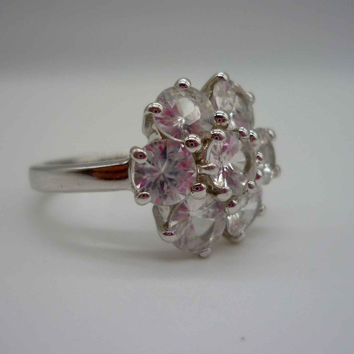 Simulated Diamond Flower Ring Size 6.75