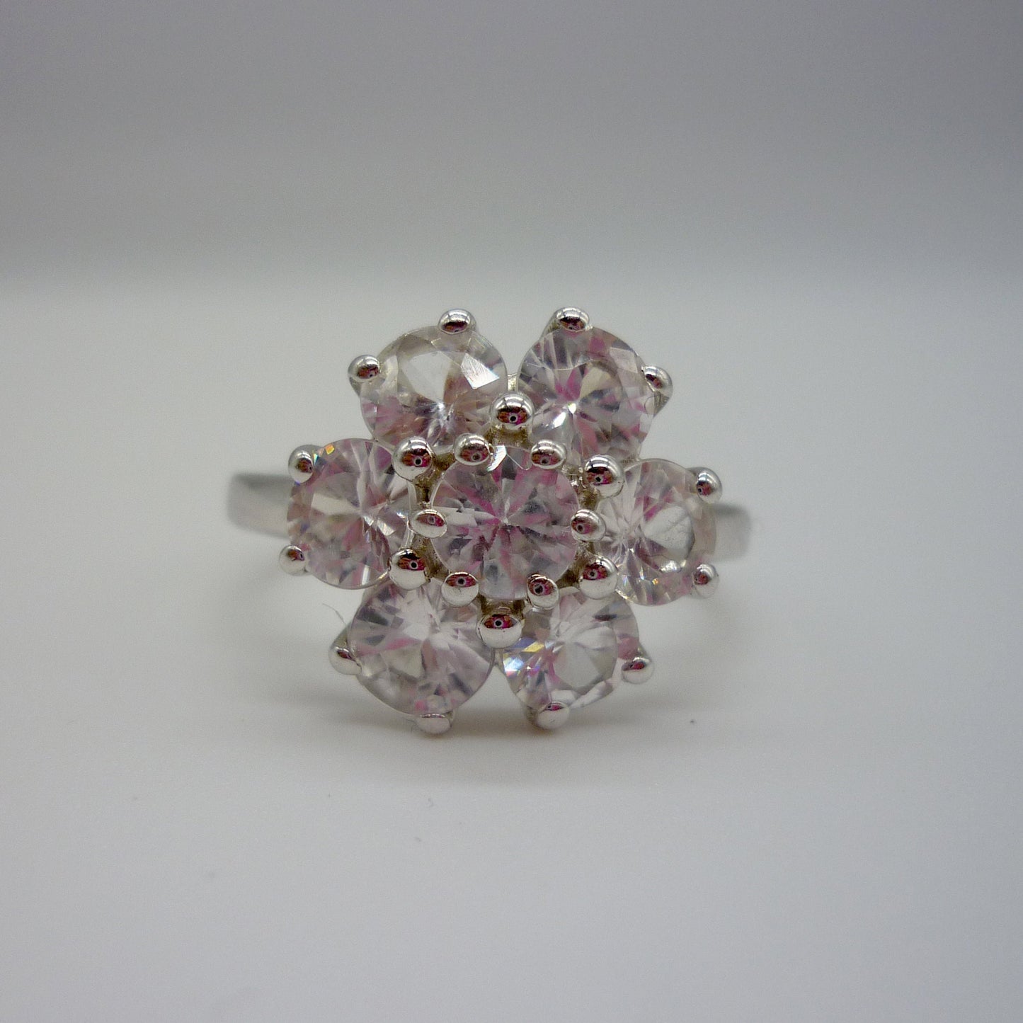 Simulated Diamond Flower Ring Size 6.75