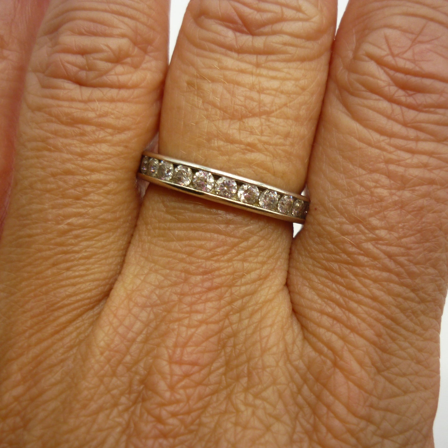 Silver and CZ Stacking Band Size 6.5