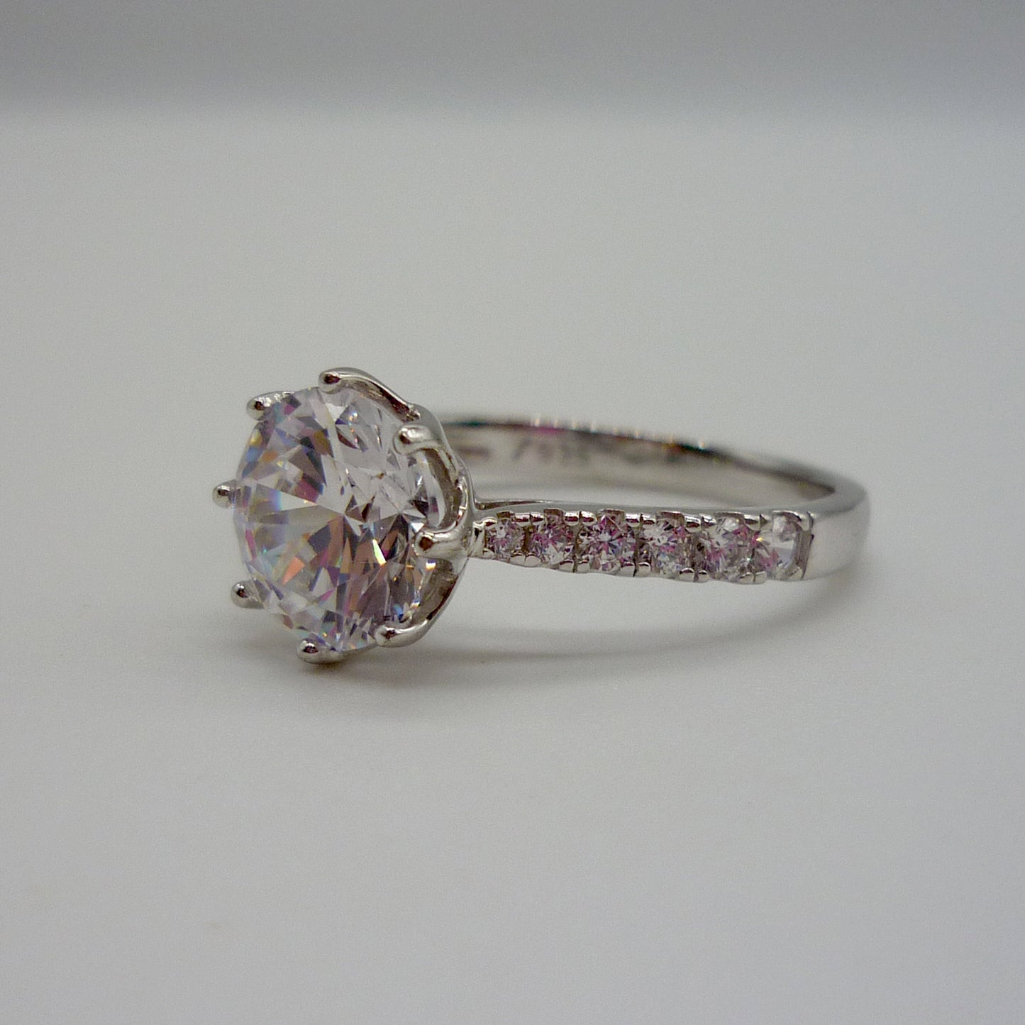 Simulated Diamond Solitaire Ring Size 6.75