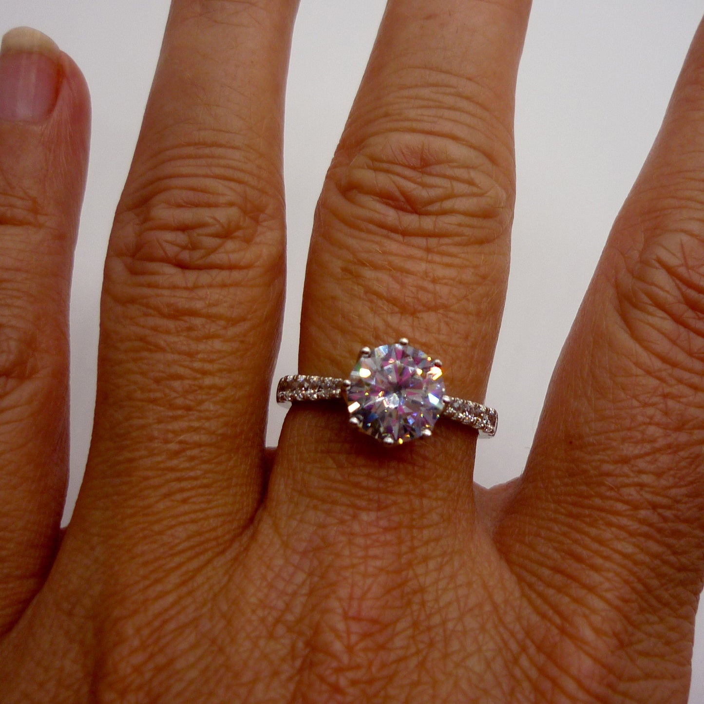 Simulated Diamond Solitaire Ring Size 6.75