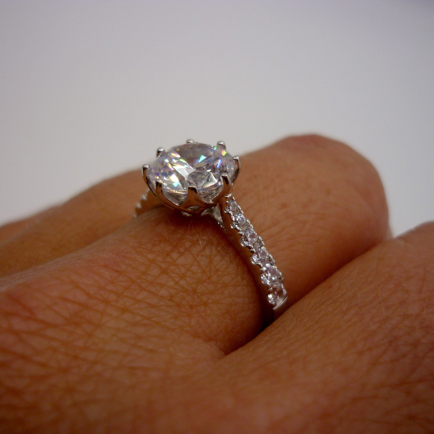 Simulated Diamond Solitaire Ring Size 6.75