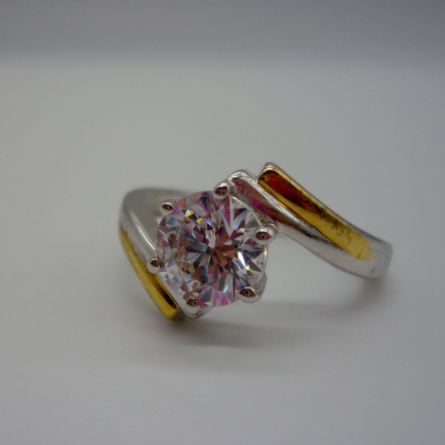 CZ Diamond Crossover Ring Size 5.75