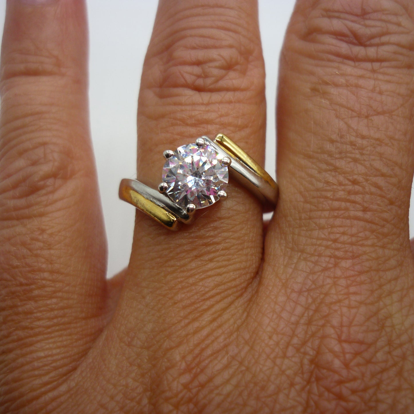 CZ Diamond Crossover Ring Size 5.75