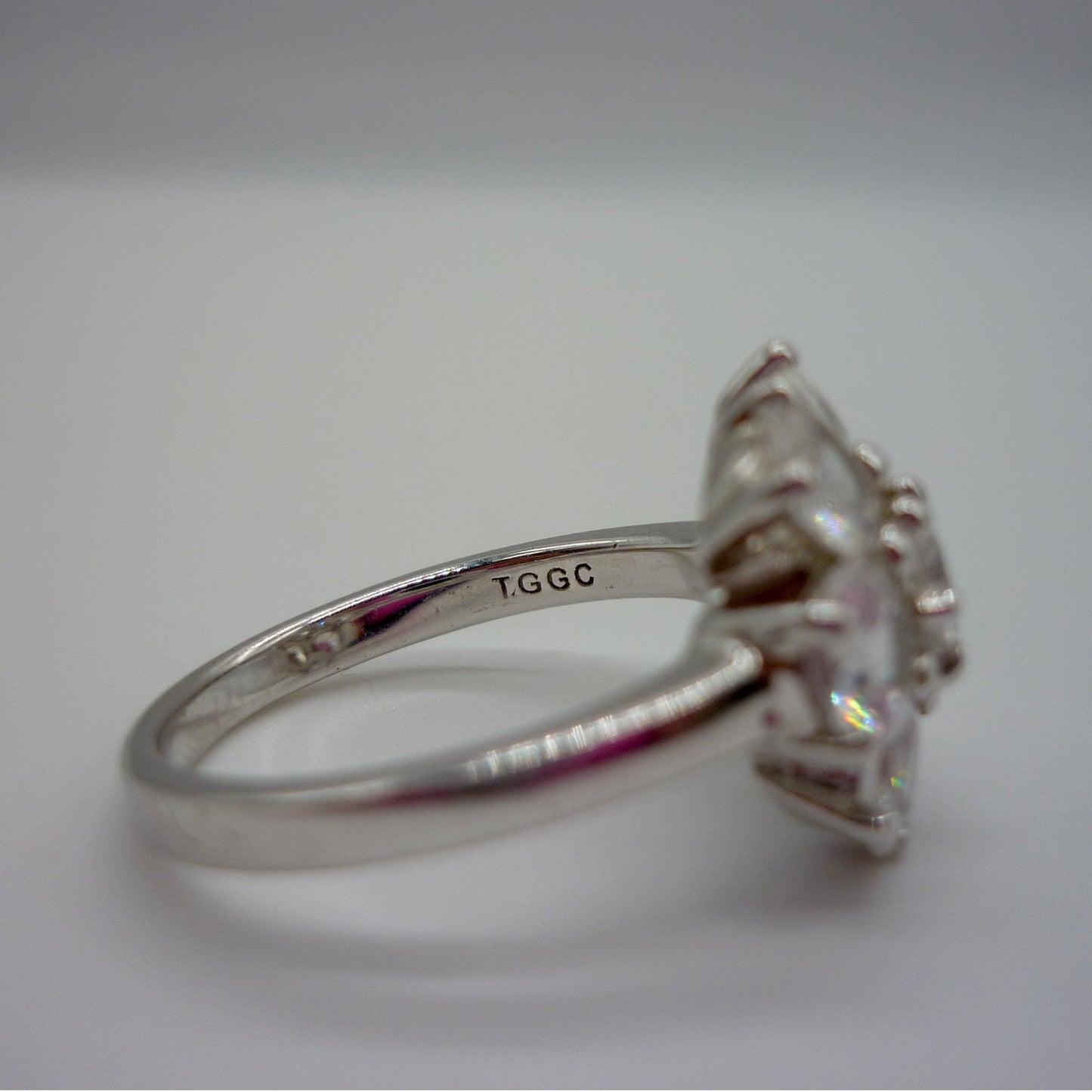 Simulated Diamond Flower Ring Size 6.75