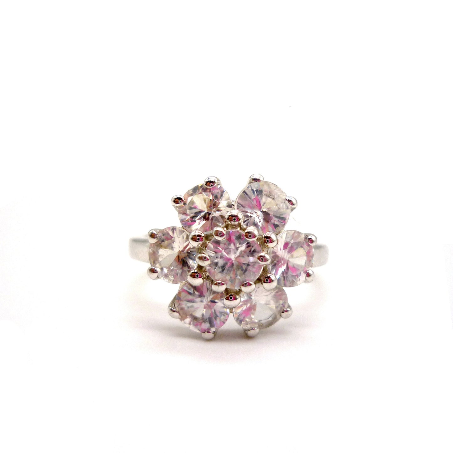 Simulated Diamond Flower Ring Size 6.75