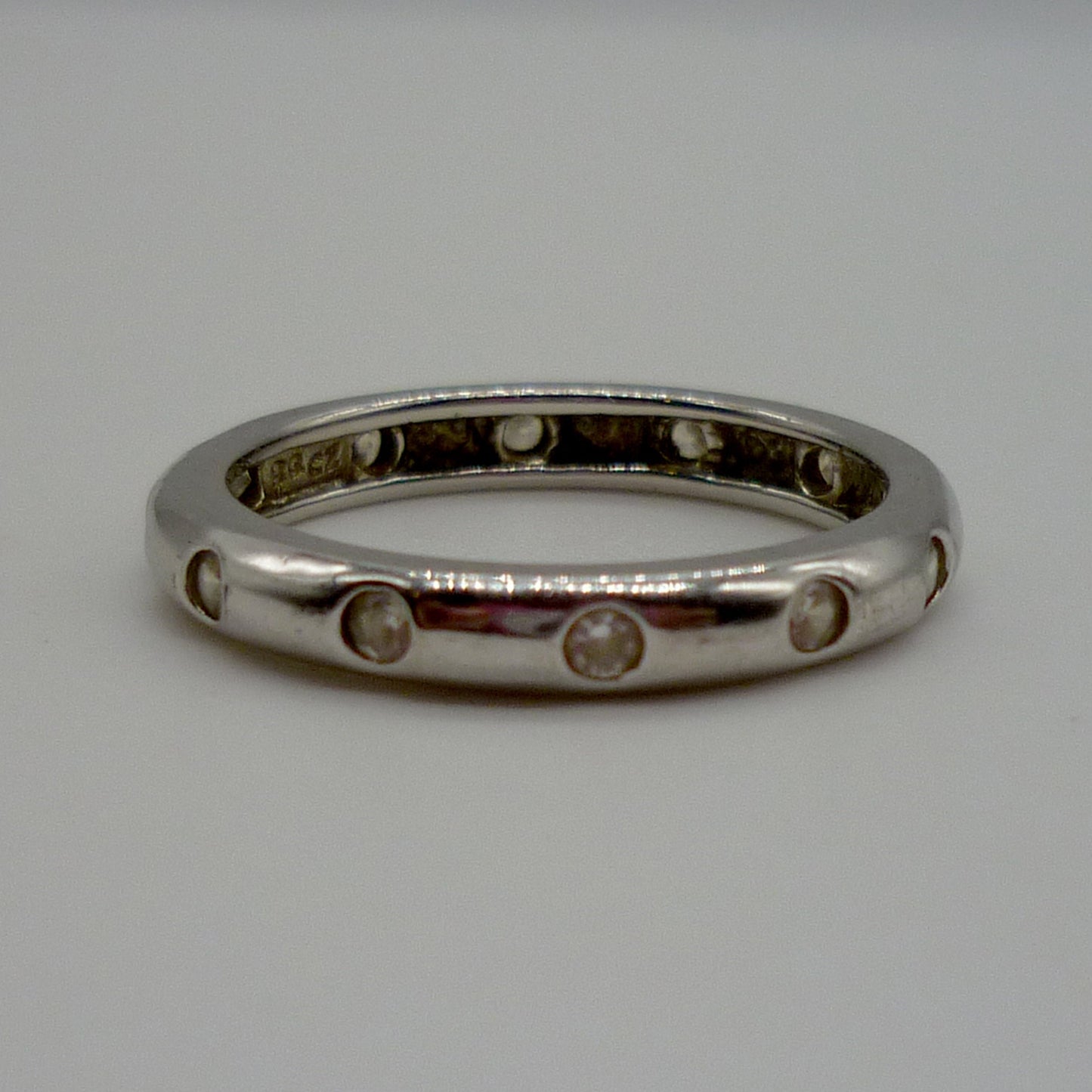 Size 7.25  Silver Band Gypsy Set with Simulated Diamonds