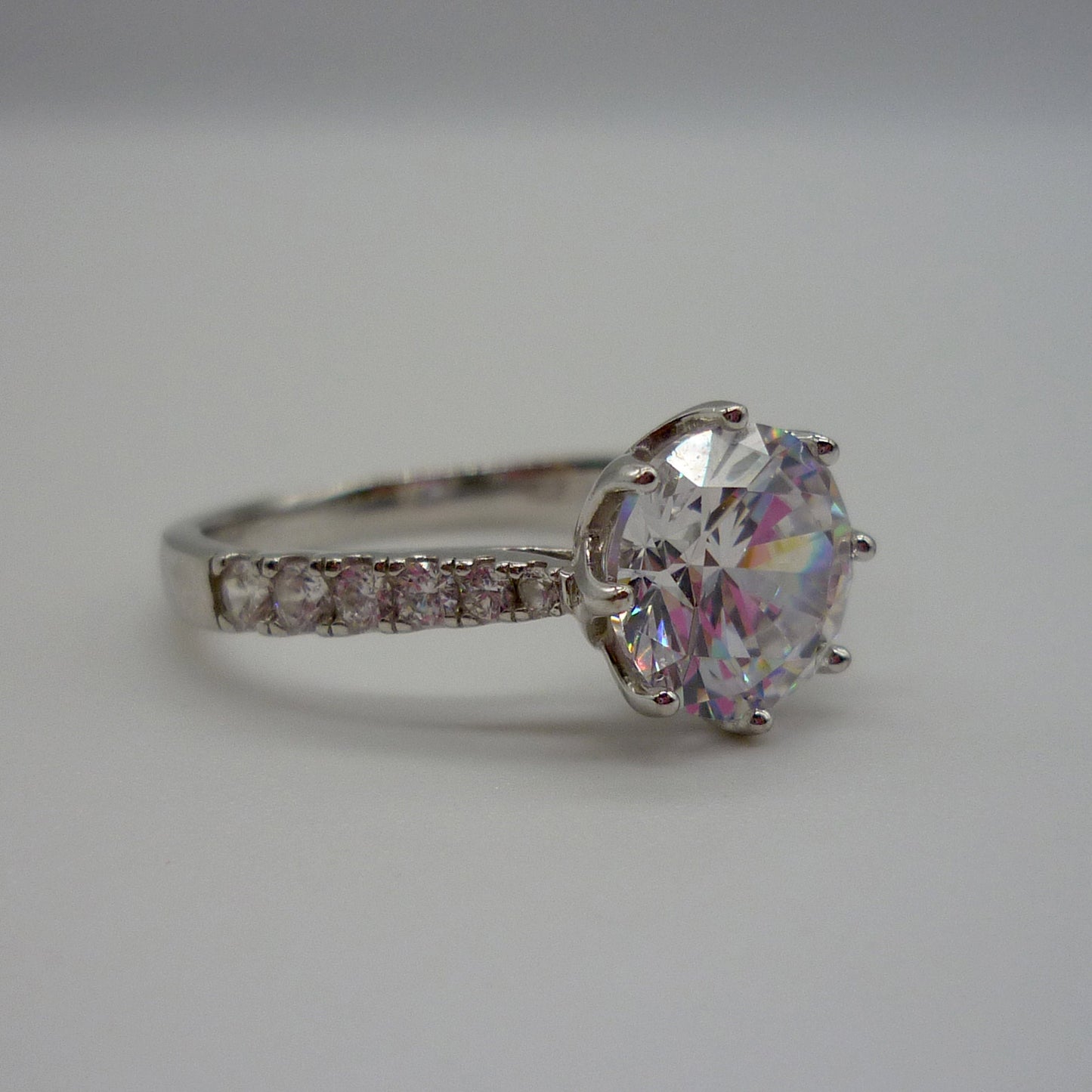 Simulated Diamond Solitaire Ring Size 6.75