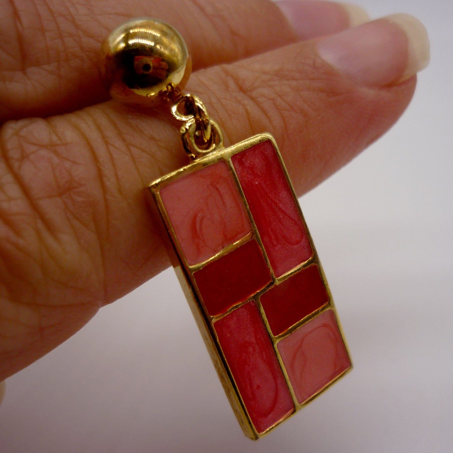 Geometric Gold Tone Pendant Necklace & Earring Set