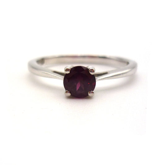 Silver Ring Set With Small Garnet Size 6.75