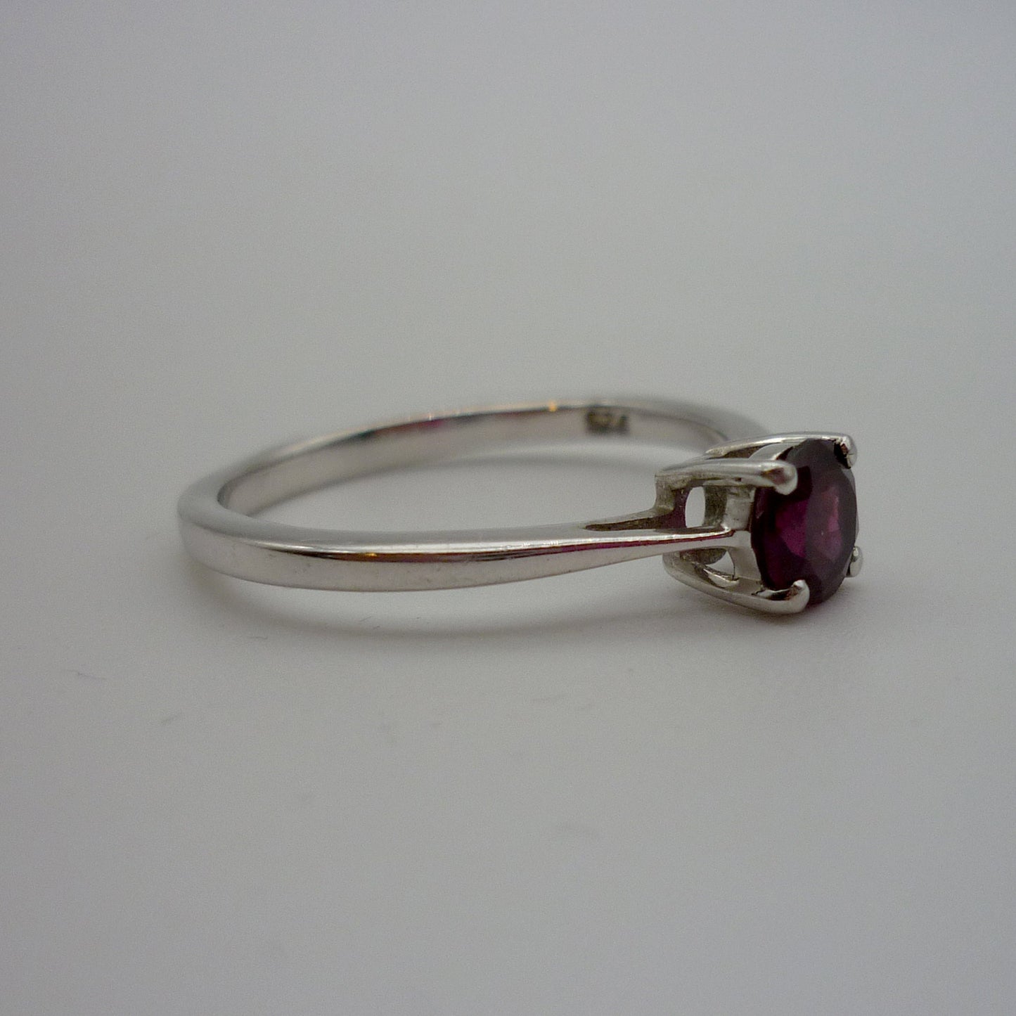 Silver Ring Set With Small Garnet Size 6.75