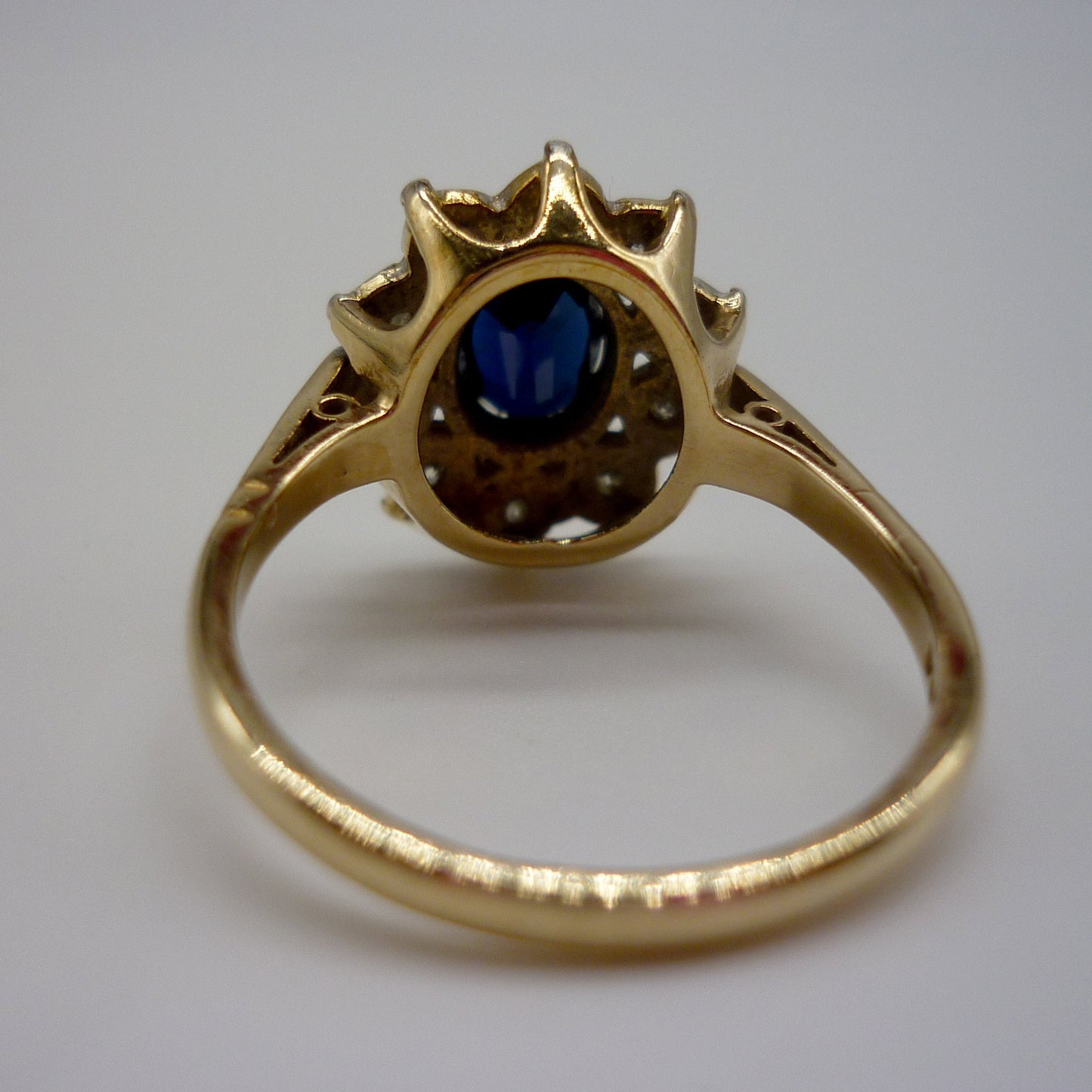 Vintage Sapphire & Diamond Cluster Ring Size 6.5