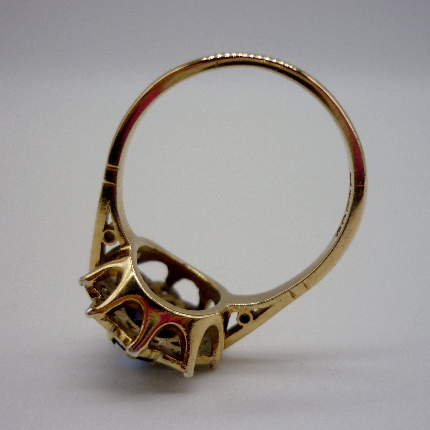 Vintage Sapphire & Diamond Cluster Ring Size 6.5