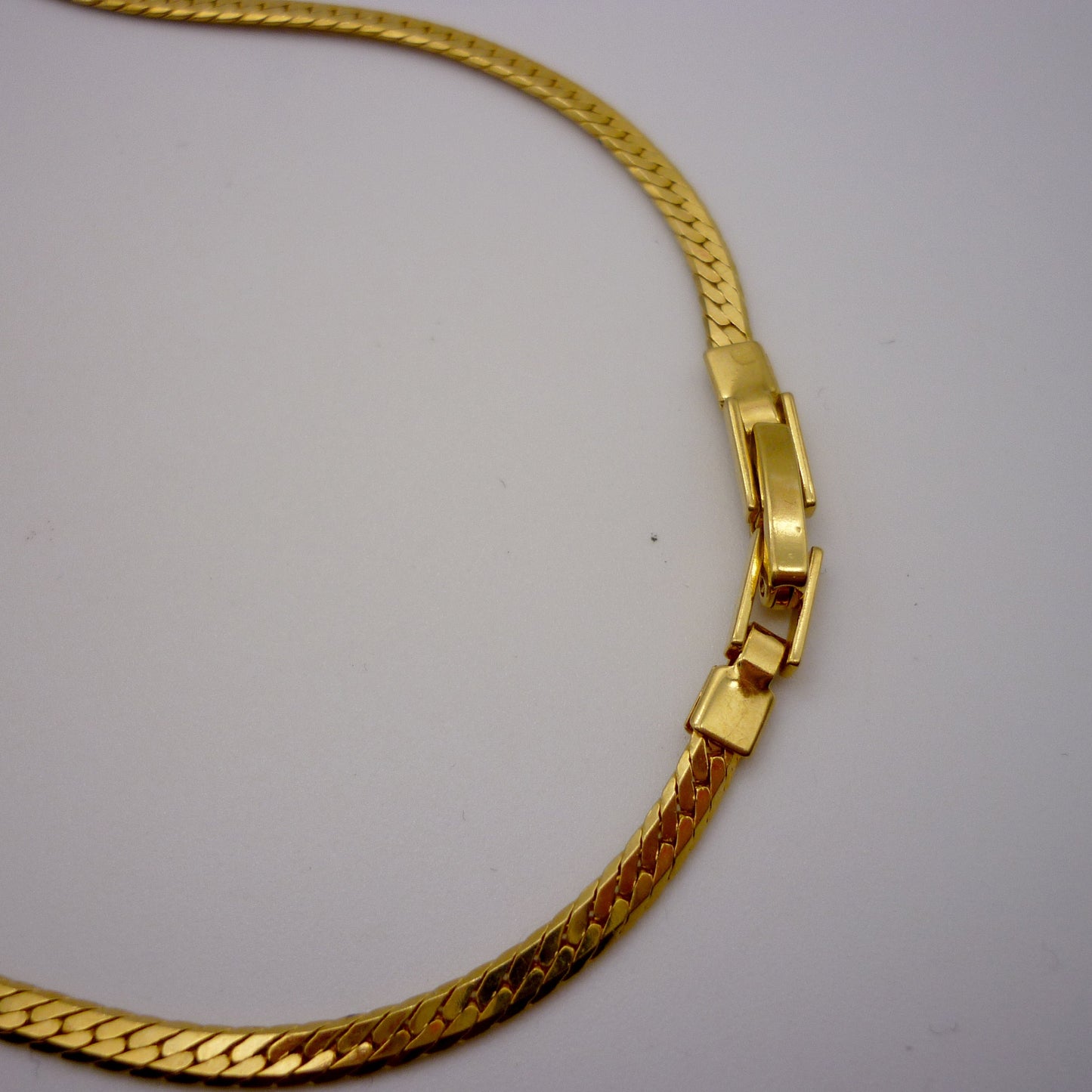 Vintage Avon Gold Tone Chain with Clear Diamante, CZ Wishbone Necklace