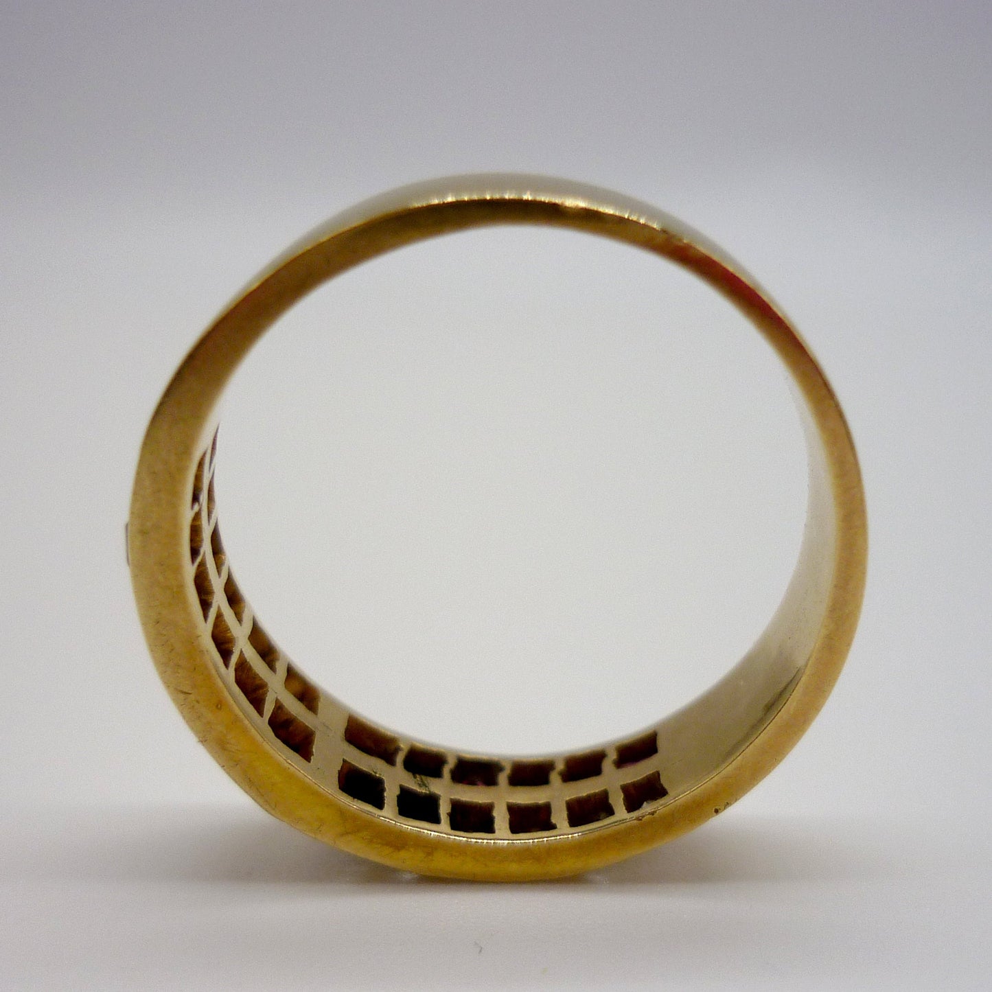 Vintage 14k Yellow Gold Ruby & Diamond Half Eternity Band - Size 7