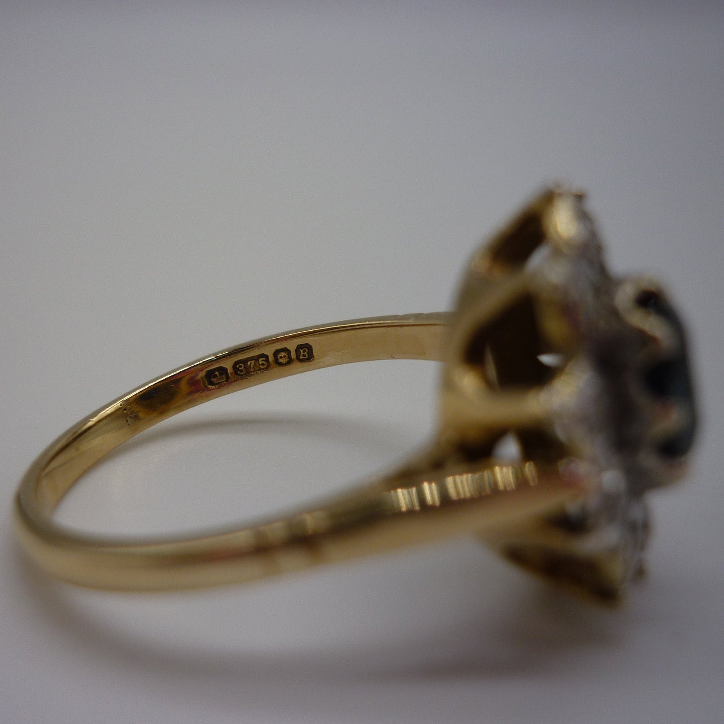 Vintage Sapphire & Diamond Cluster Ring Size 6.5