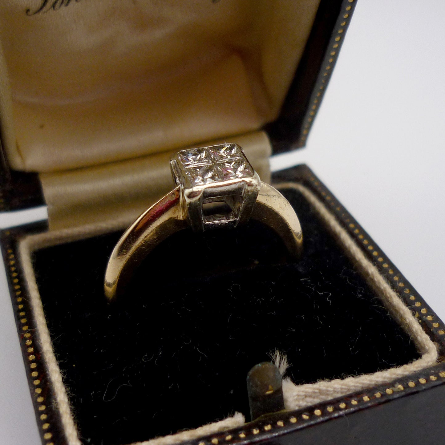 Vintage Princess Cut Diamond Ring: 9ct Gold Band, Size 5.75
