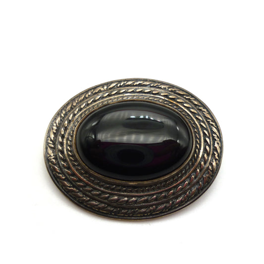 Vintage Malcolm Gray Silver & Onyx Brooch