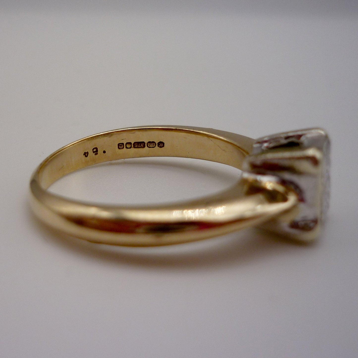 Vintage Princess Cut Diamond Ring: 9ct Gold Band, Size 5.75