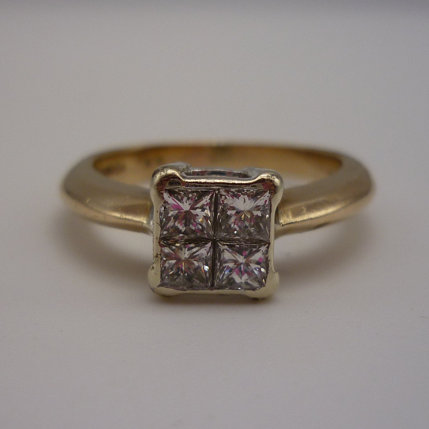 Vintage Princess Cut Diamond Ring: 9ct Gold Band, Size 5.75