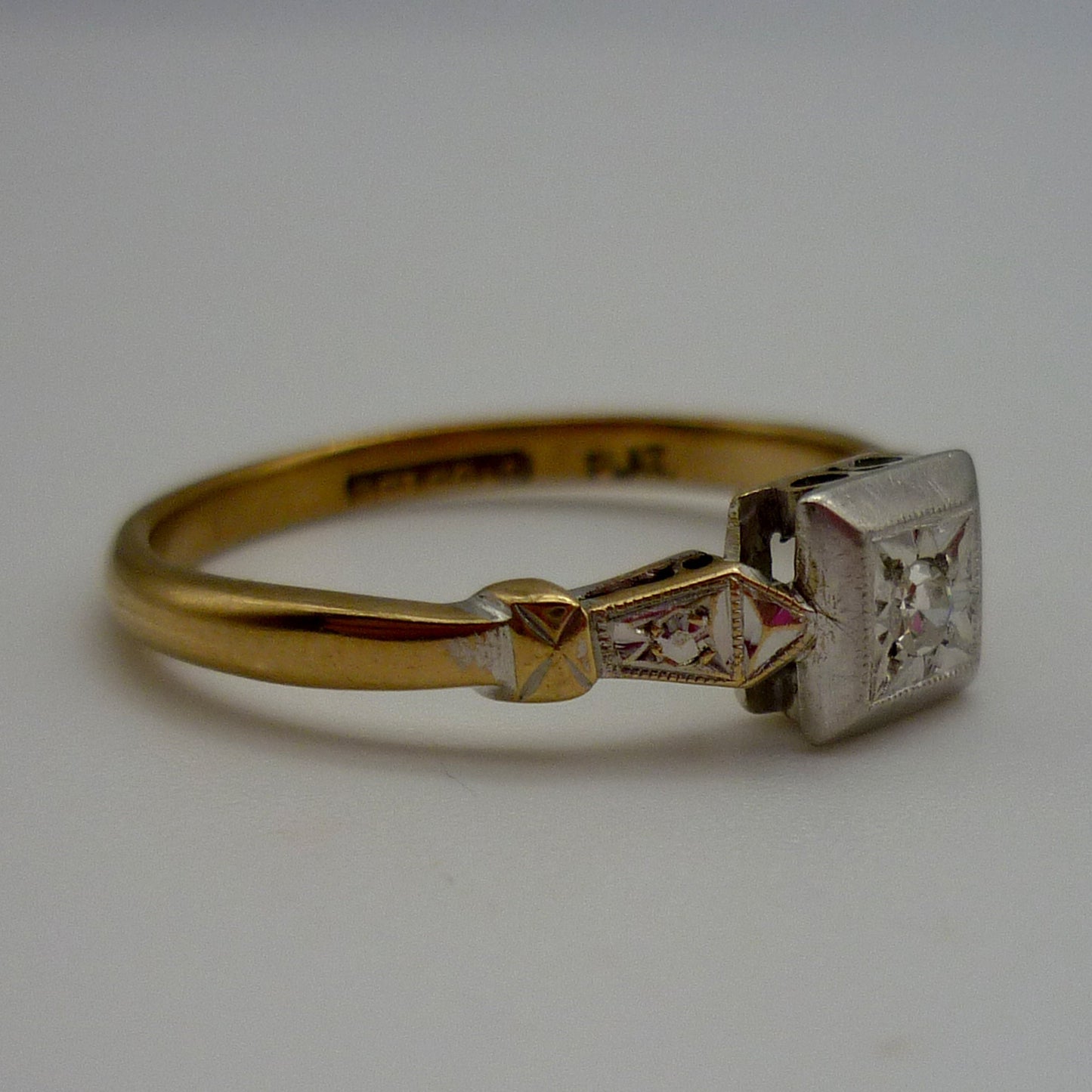 Art Deco Gold &  Platinum Diamond Ring Size 7