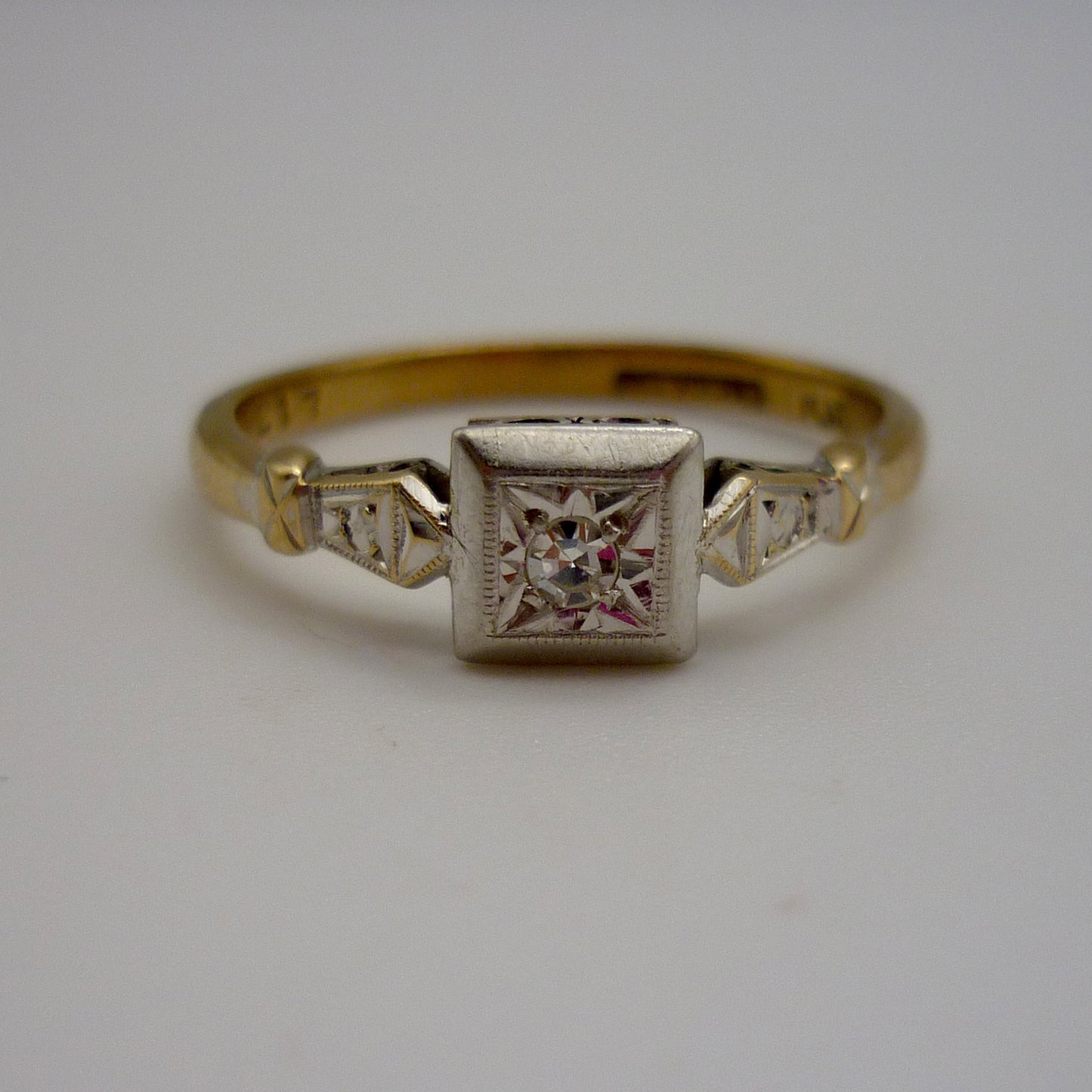 Art Deco Gold &  Platinum Diamond Ring Size 7
