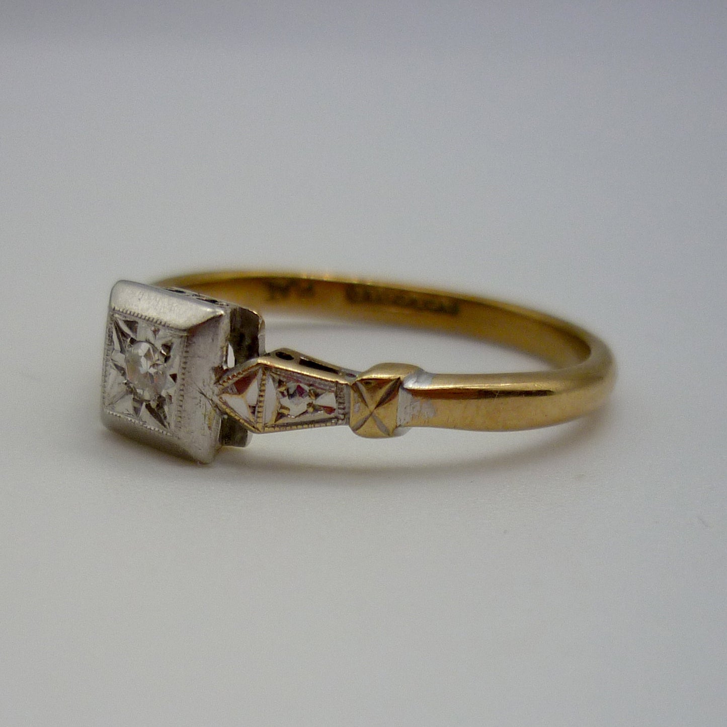 Art Deco Gold &  Platinum Diamond Ring Size 7