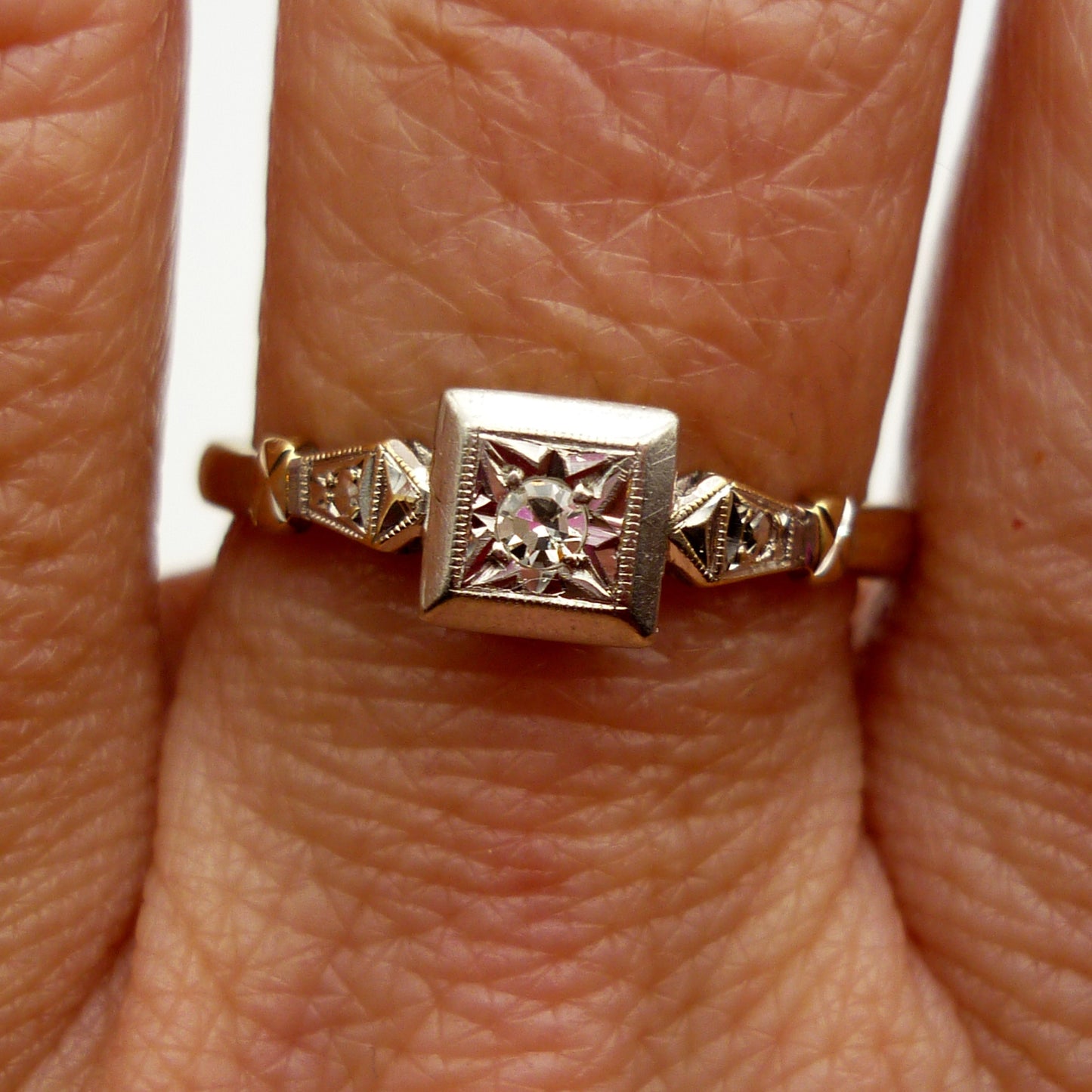 Art Deco Gold &  Platinum Diamond Ring Size 7