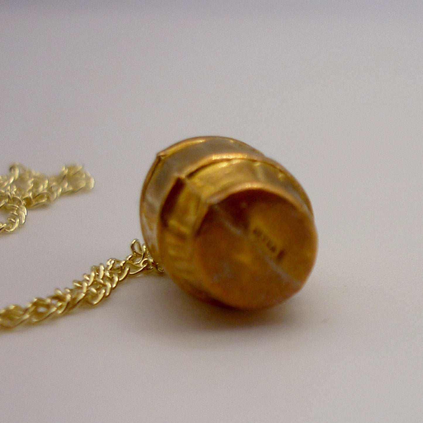 Vintage Yellow Gold XXX Beer Barrel Charm on 9ct Curb Chain