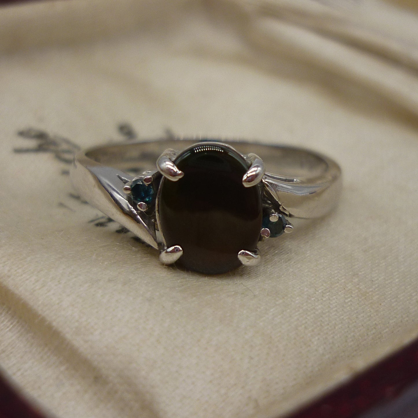 Vintage 14k White Gold Opal Triplet Ring Size 6.75