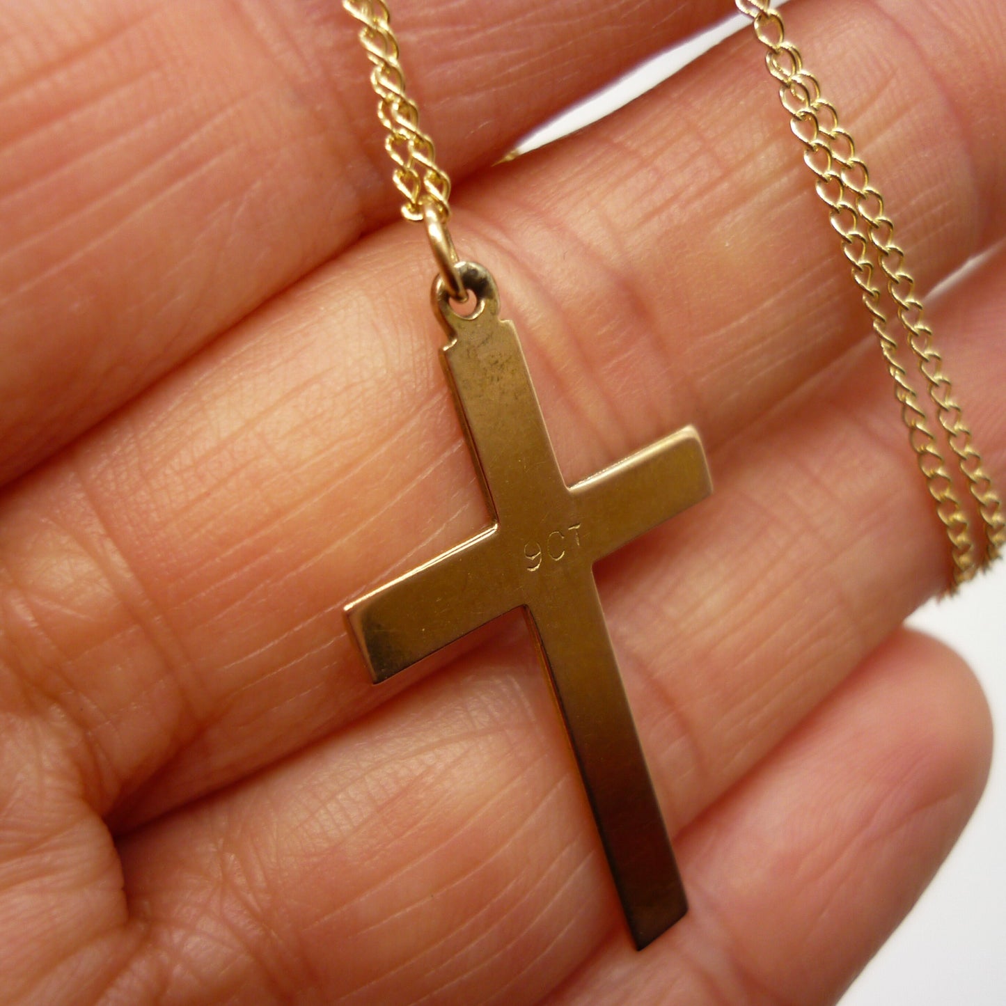 Vintage Gold Engraved Crucifix on Chain